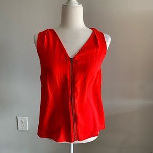 NWT INC Bright Red Zip up sleeveless blouse
